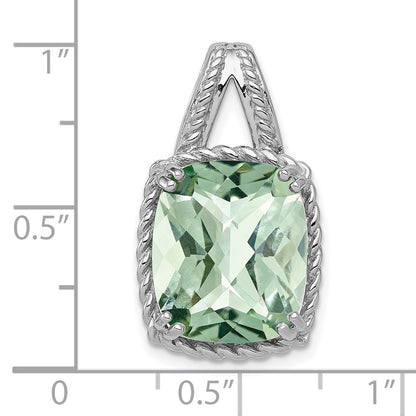 Sterling Silver Rhodium-plated Green Quartz Pendant