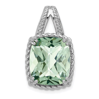 Sterling Silver Rhodium-plated Green Quartz Pendant