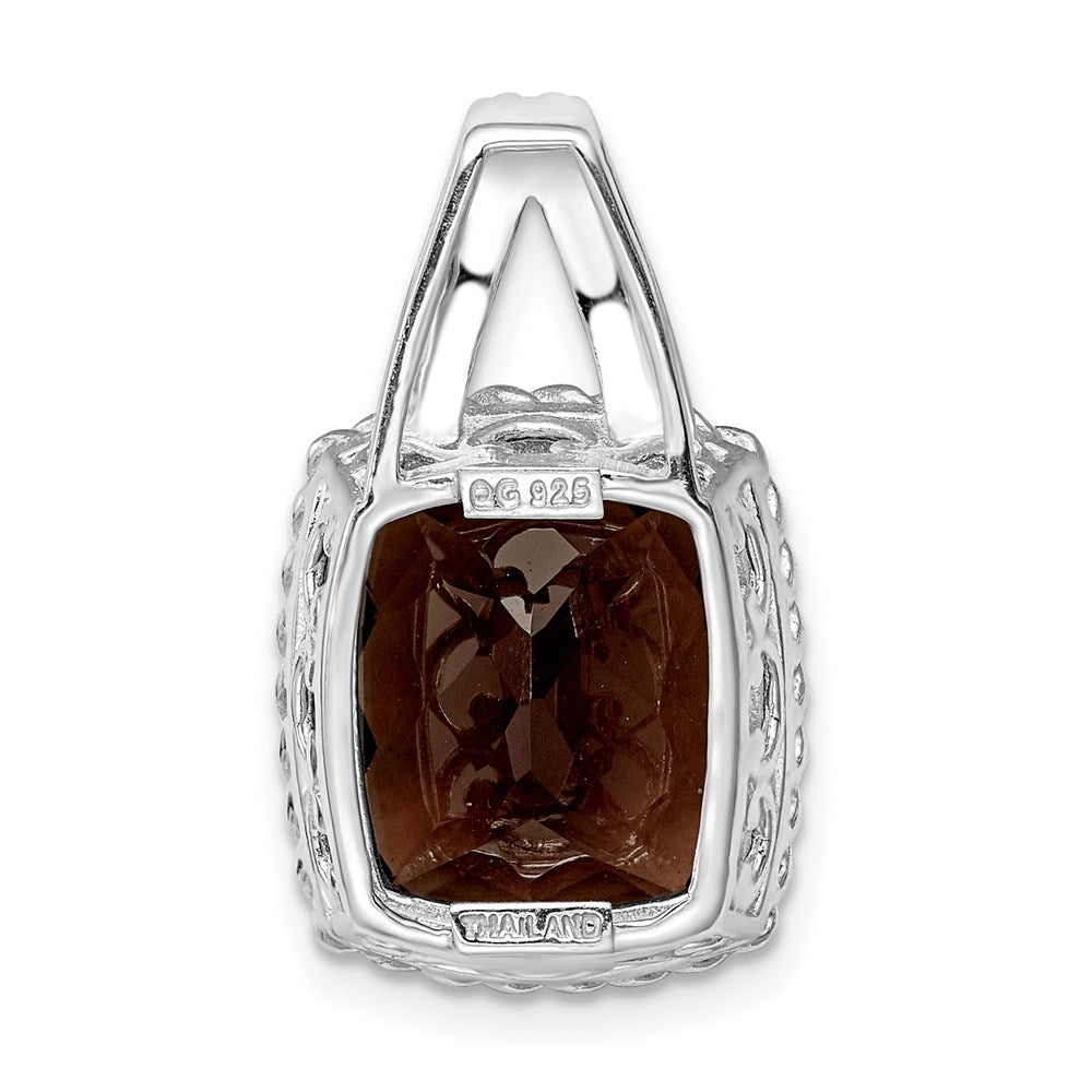 Sterling Silver Rhodium-plated Smoky Quartz Pendant