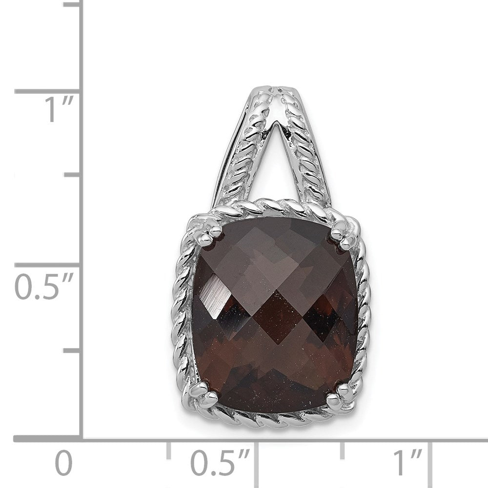 Sterling Silver Rhodium-plated Smoky Quartz Pendant