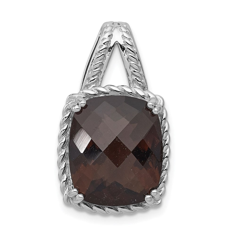 Sterling Silver Rhodium-plated Smoky Quartz Pendant