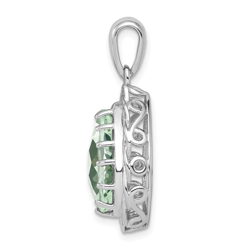 Sterling Silver Rhodium-plated Green Quartz Pendant
