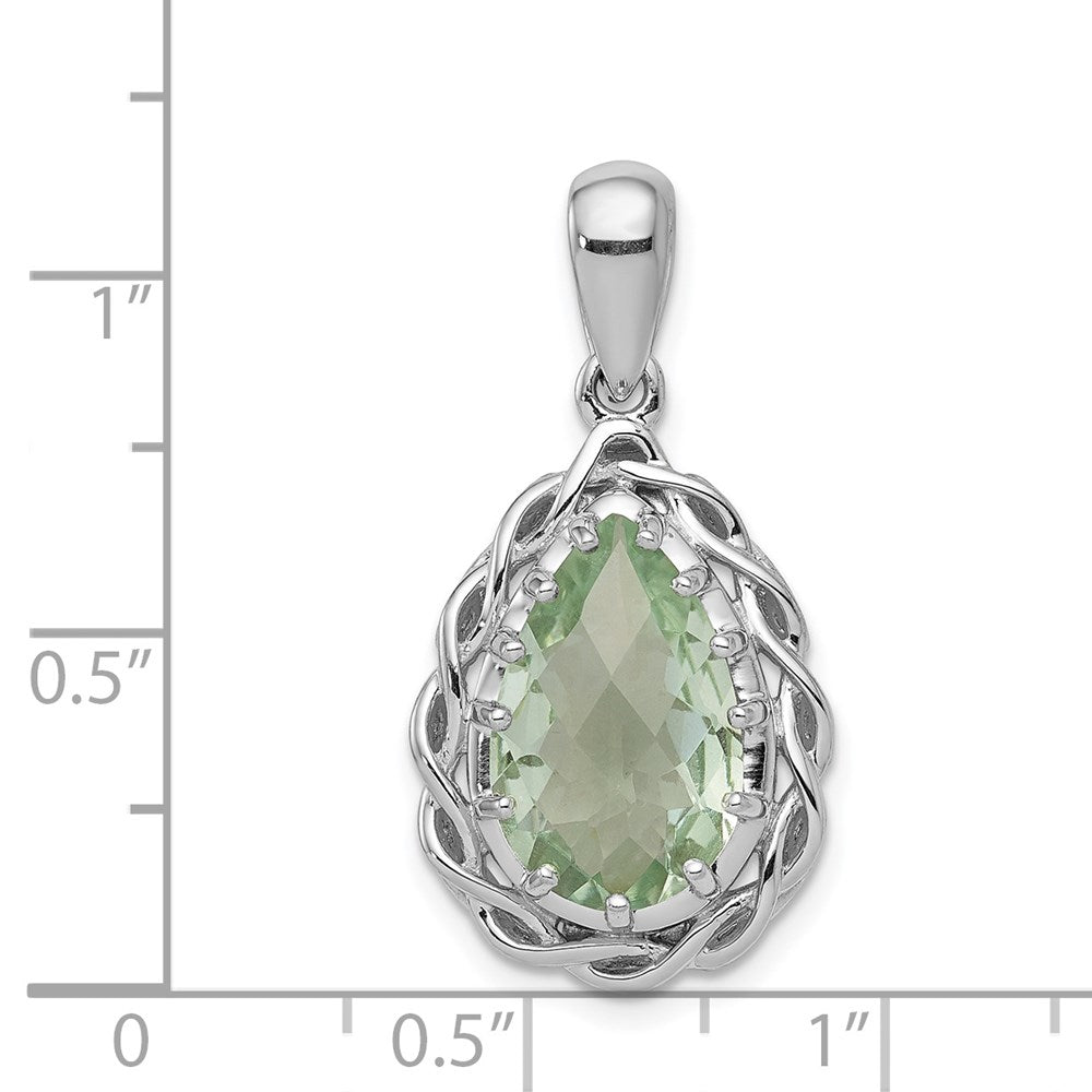 Sterling Silver Rhodium-plated Green Quartz Pendant