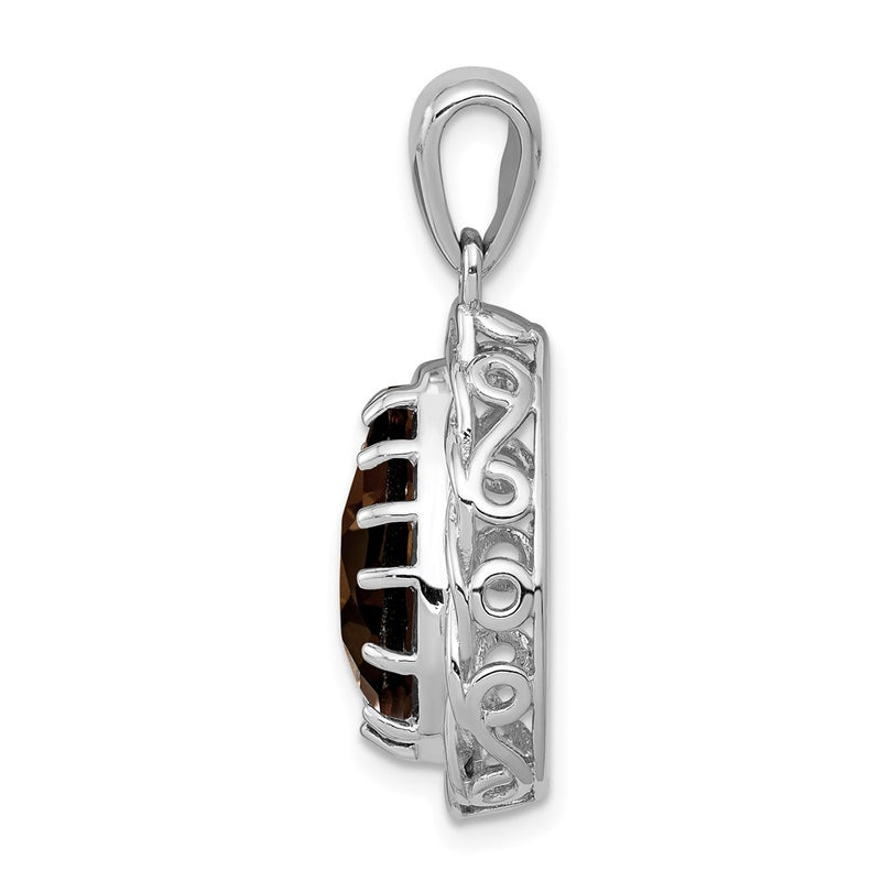 Sterling Silver Rhodium-plated Smoky Quartz Pendant