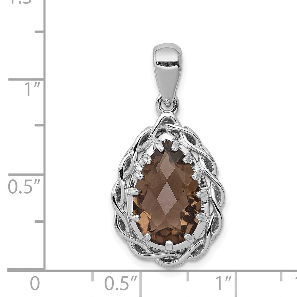 Sterling Silver Rhodium-plated Smoky Quartz Pendant