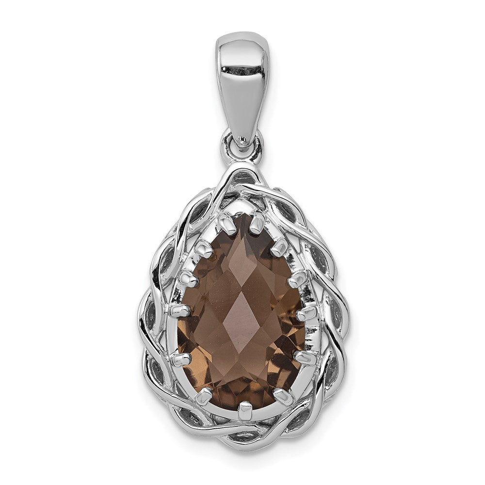 Sterling Silver Rhodium-plated Smoky Quartz Pendant