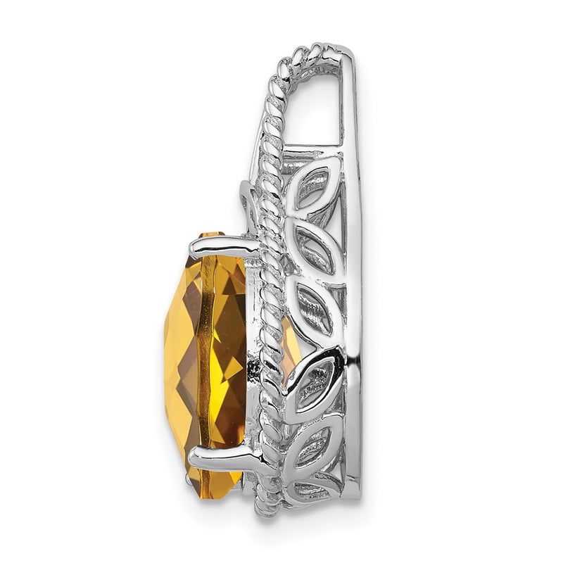 Sterling Silver Rhodium-plated Whiskey Quartz Pendant