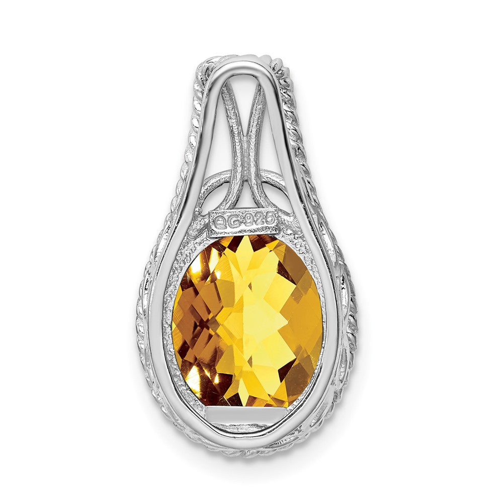 Sterling Silver Rhodium-plated Whiskey Quartz Pendant