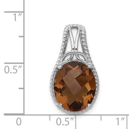 Sterling Silver Rhodium-plated Whiskey Quartz Pendant