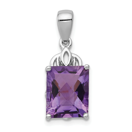 Sterling Silver Rhodium-plated Amethyst Pendant