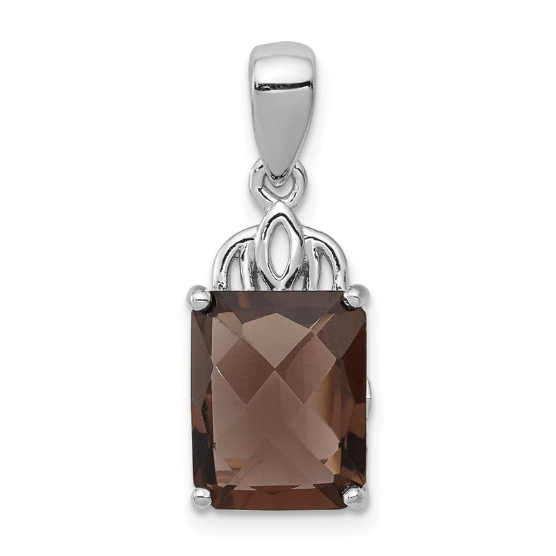 Sterling Silver Rhodium-plated Smoky Quartz Pendant