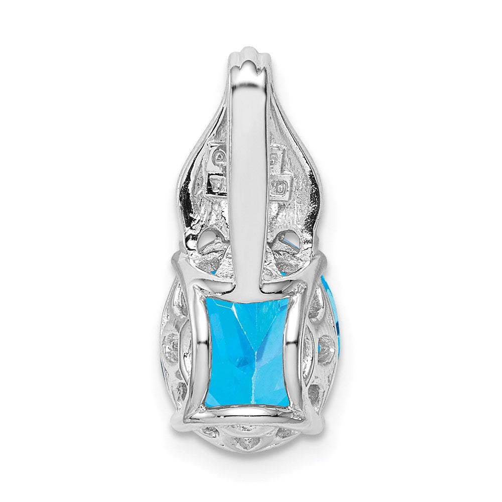 Sterling Silver Rhodium-plated Blue Topaz Pendant