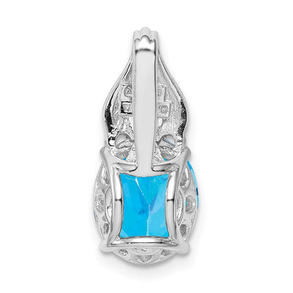 Sterling Silver Rhodium-plated Blue Topaz Pendant