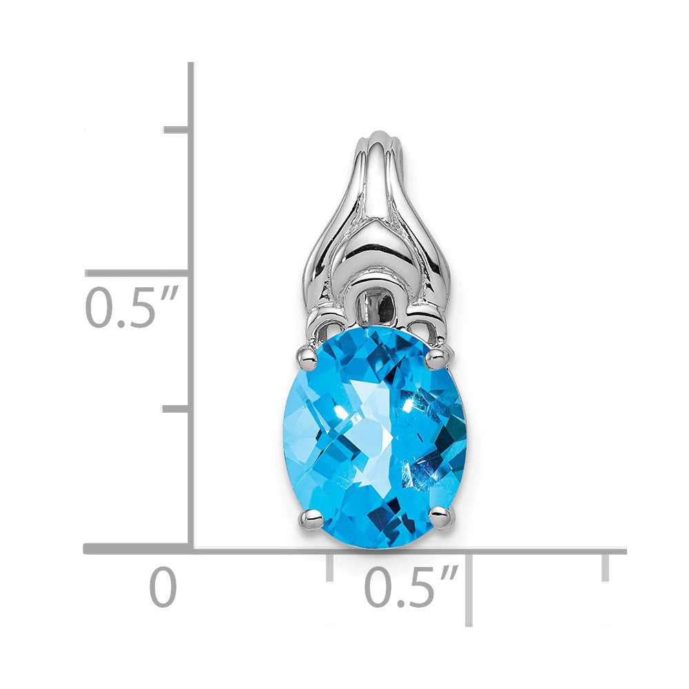 Sterling Silver Rhodium-plated Blue Topaz Pendant