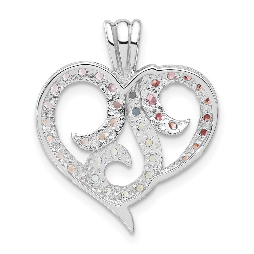 Sterling Silver Multi Color Cz Heart Pendant