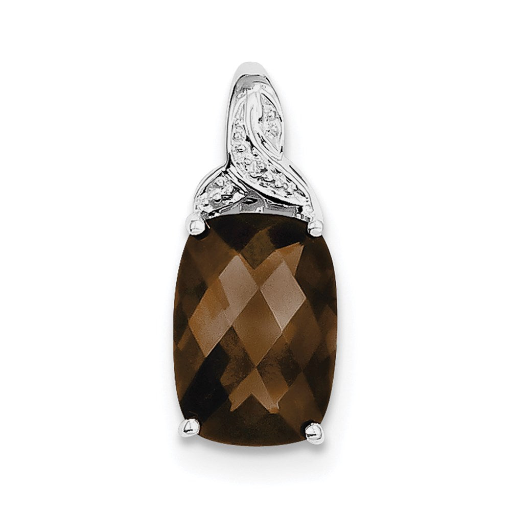 Sterling Silver Rhodium-plated Smoky Quartz Pendant