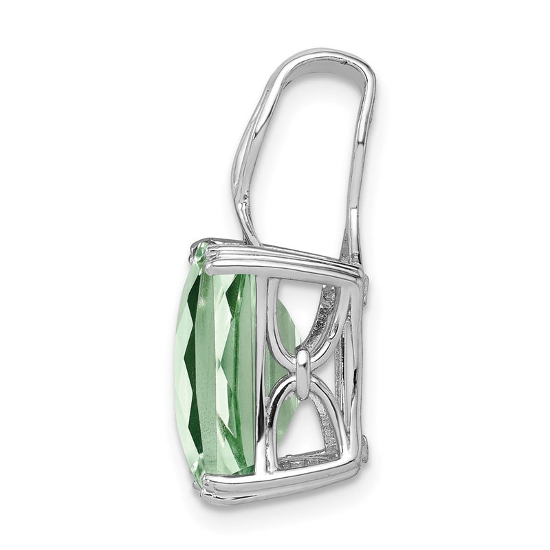 Sterling Silver Rhodium-plated Green Quartz Pendant