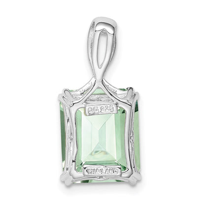 Sterling Silver Rhodium-plated Green Quartz Pendant