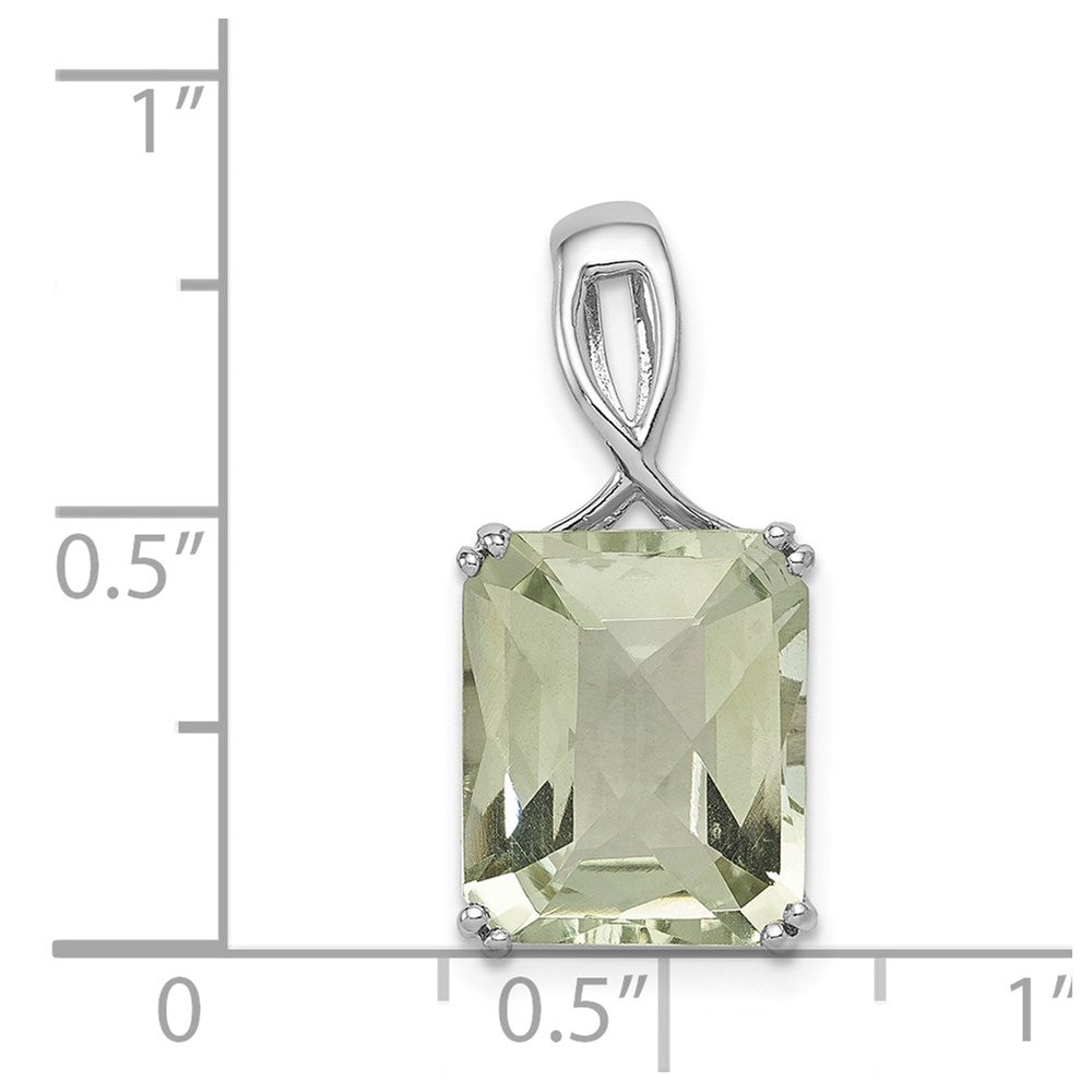 Sterling Silver Rhodium-plated Green Quartz Pendant