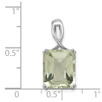 Sterling Silver Rhodium-plated Green Quartz Pendant