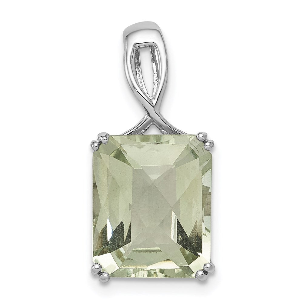 Sterling Silver Rhodium-plated Green Quartz Pendant