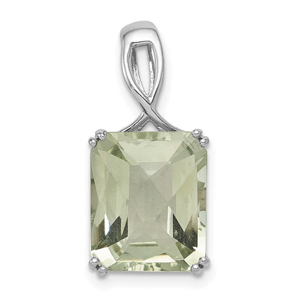 Sterling Silver Rhodium-plated Green Quartz Pendant