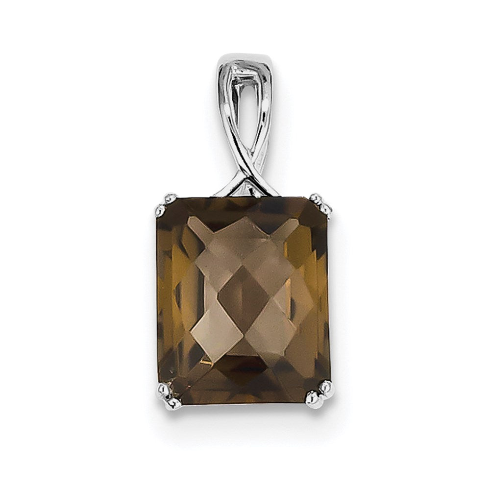 Sterling Silver Rhodium-plated Smoky Quartz Pendant
