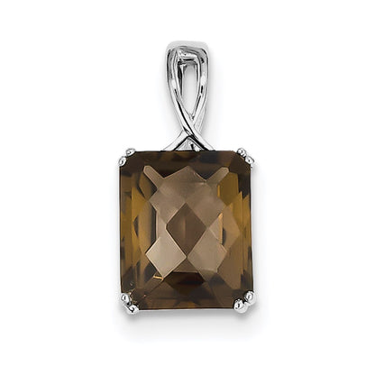 Sterling Silver Rhodium-plated Smoky Quartz Pendant