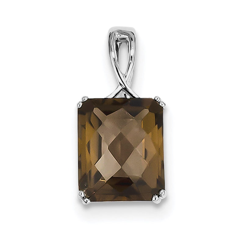 Sterling Silver Rhodium-plated Smoky Quartz Pendant