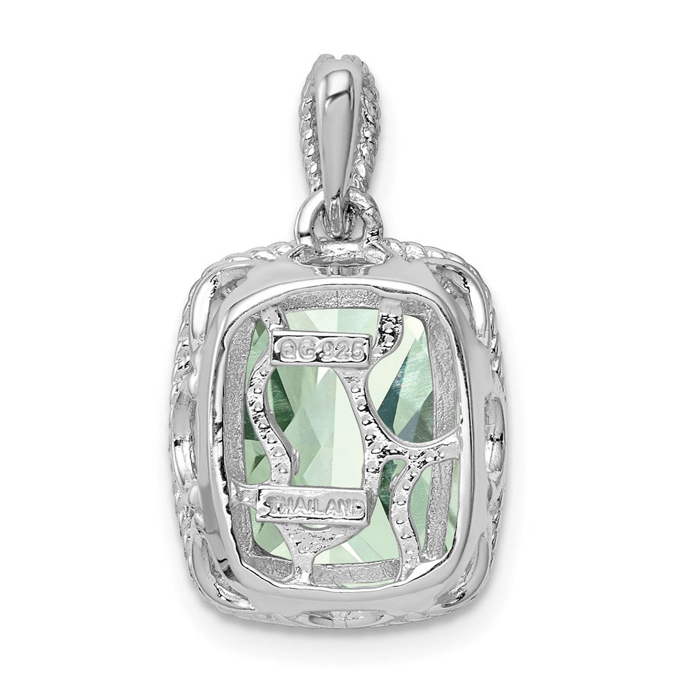 Sterling Silver Rhodium-plated Green Quartz Pendant