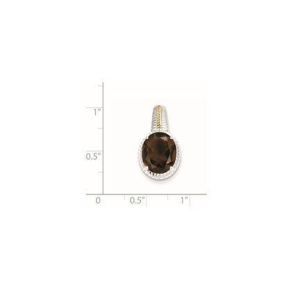 Sterling Silver w/ Flash Gold-plate Accent Smoky Quartz Pendant