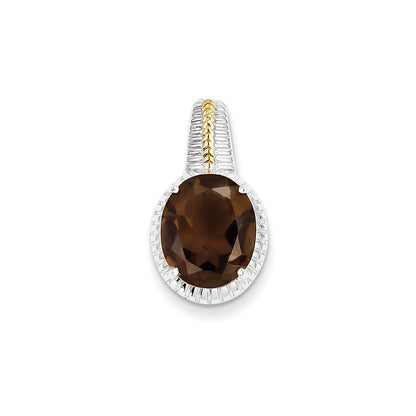 Sterling Silver w/ Flash Gold-plate Accent Smoky Quartz Pendant