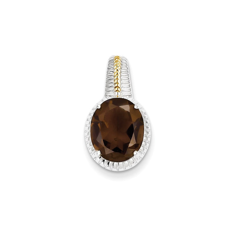 Sterling Silver w/ Flash Gold-plate Accent Smoky Quartz Pendant