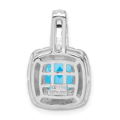 Sterling Silver Rhodium-plated Blue Topaz Pendant