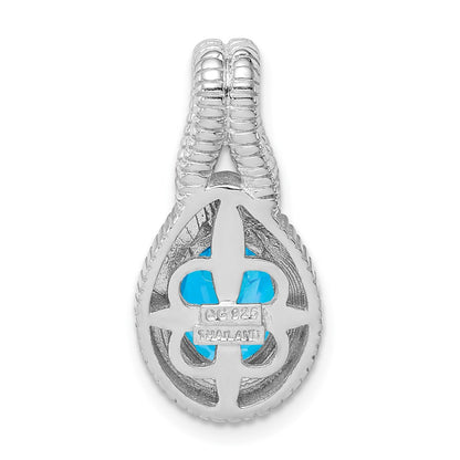 Sterling Silver Rhodium-plated Blue Topaz Pendant