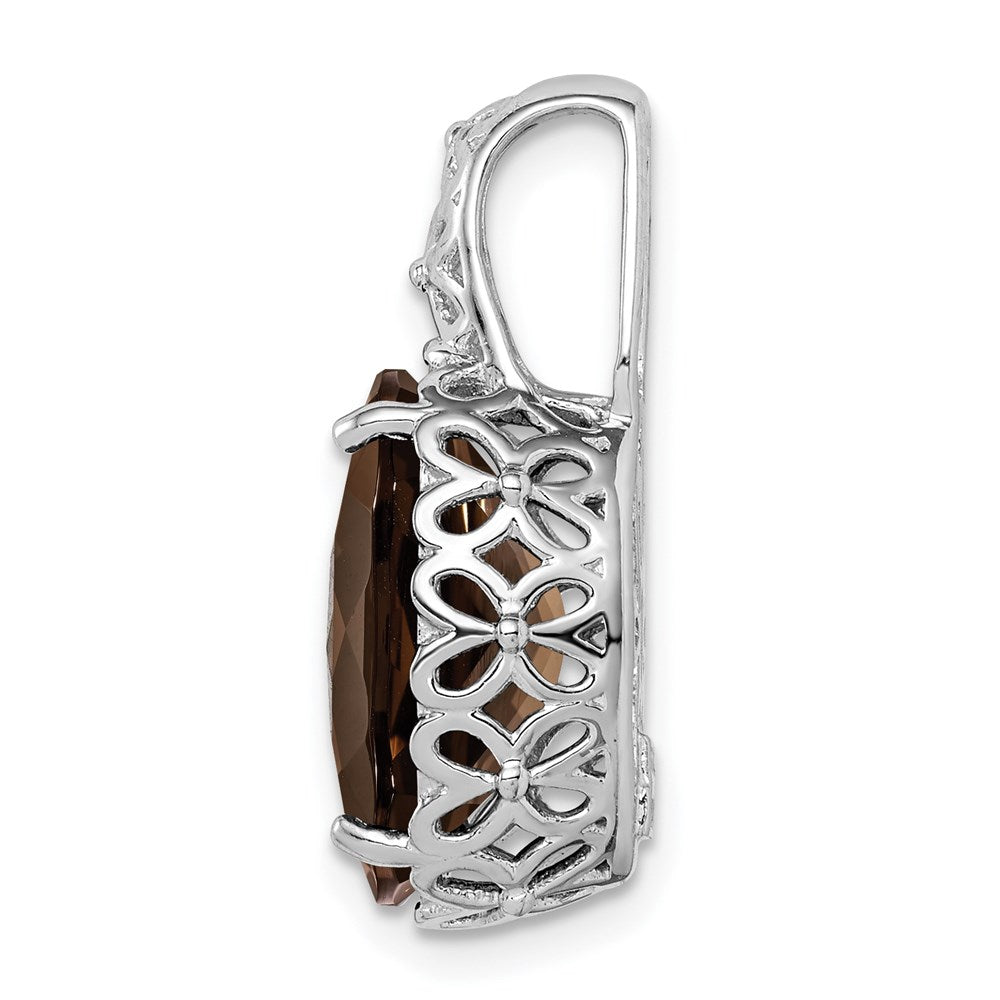 Sterling Silver Rhodium-plated Smoky Quartz Pendant
