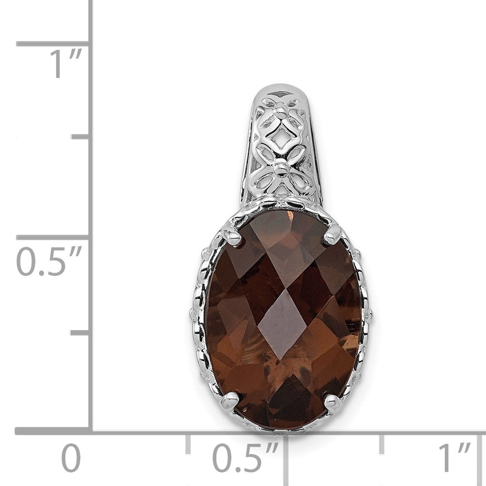 Sterling Silver Rhodium-plated Smoky Quartz Pendant