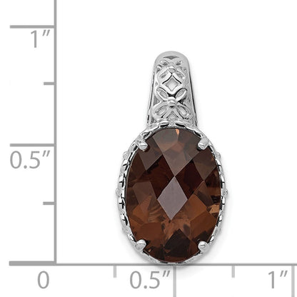 Sterling Silver Rhodium-plated Smoky Quartz Pendant