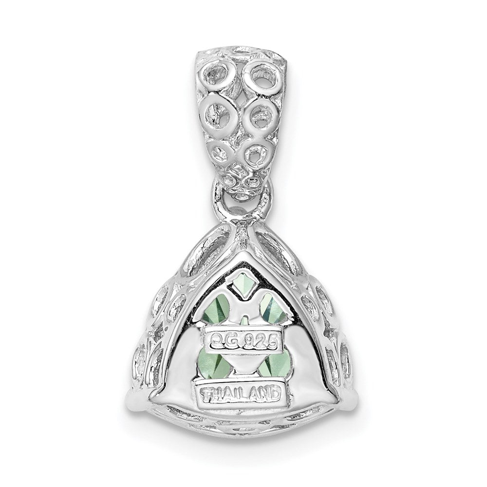 Sterling Silver Rhodium-plated Green Quartz Pendant
