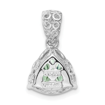 Sterling Silver Rhodium-plated Green Quartz Pendant