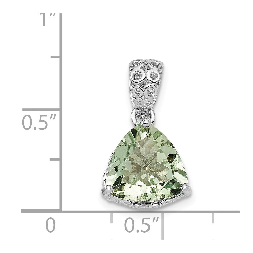Sterling Silver Rhodium-plated Green Quartz Pendant