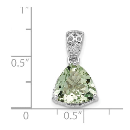 Sterling Silver Rhodium-plated Green Quartz Pendant