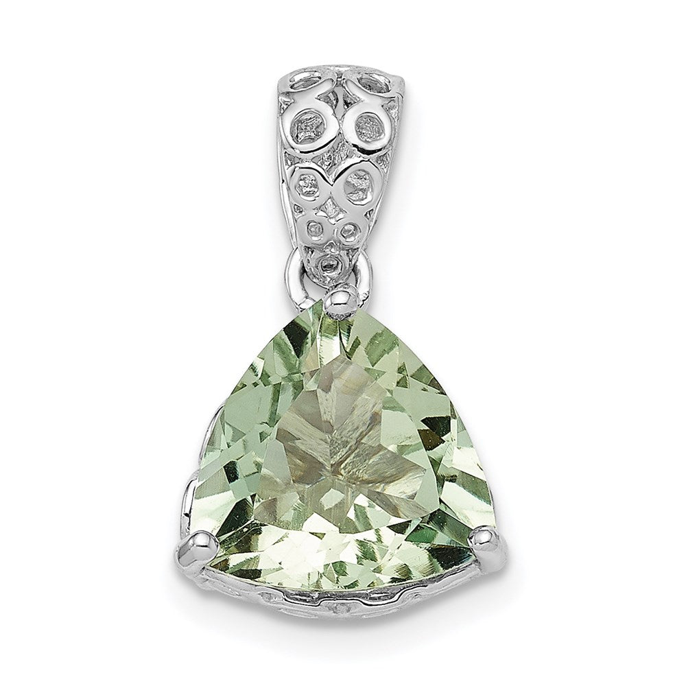 Sterling Silver Rhodium-plated Green Quartz Pendant