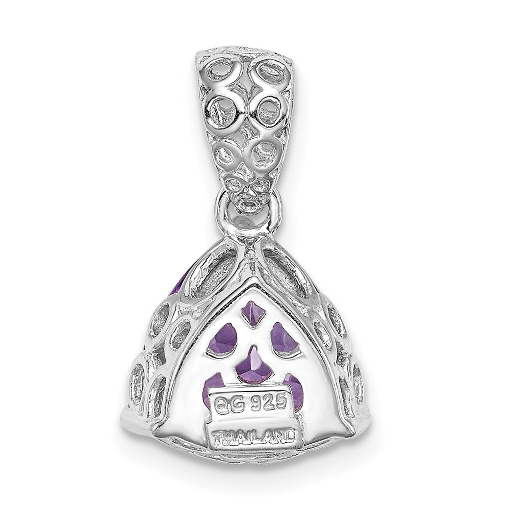 Sterling Silver Rhodium-plated Pink Quartz Pendant