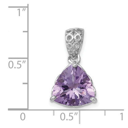 Sterling Silver Rhodium-plated Pink Quartz Pendant