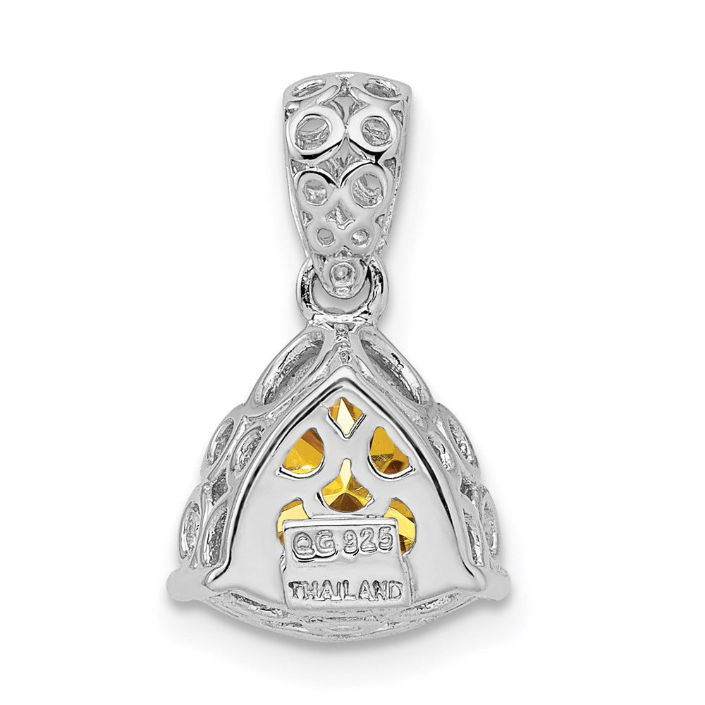 Sterling Silver Rhodium-plated Whiskey Quartz Pendant
