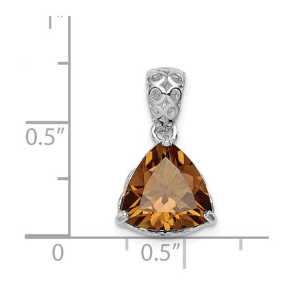 Sterling Silver Rhodium-plated Whiskey Quartz Pendant