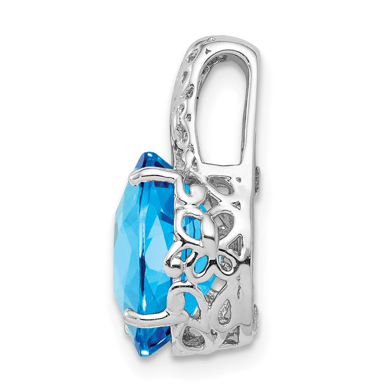 Sterling Silver Rhodium-plated Blue Topaz Pendant