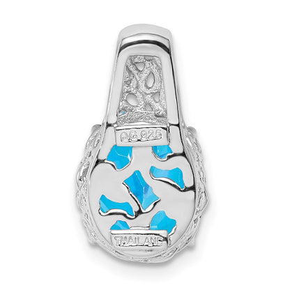 Sterling Silver Rhodium-plated Blue Topaz Pendant