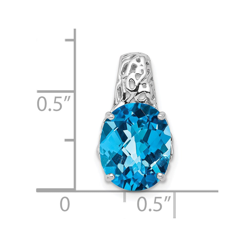 Sterling Silver Rhodium-plated Blue Topaz Pendant